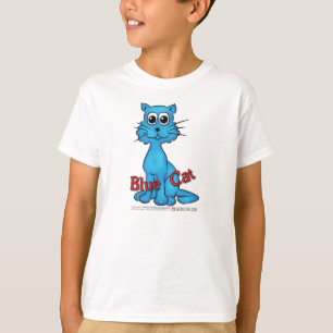 T-shirt de chat bleu de livre rouge de chat