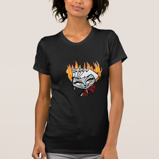 T-shirt de chat de diable de quinte royale (Devant)