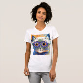 T-shirt de chat de fleur (Devant entier)