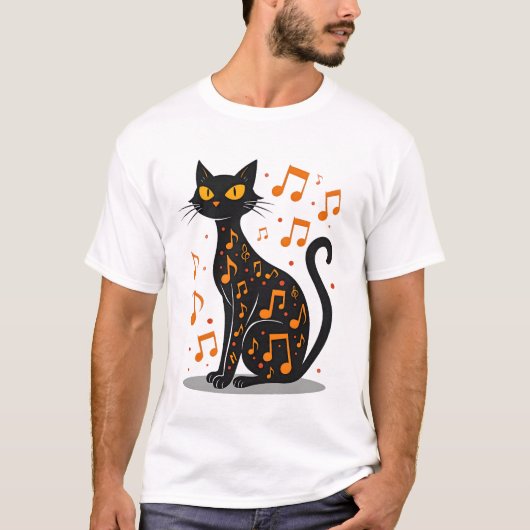 T-shirt de chat de note musicale Halloween  Note d (Devant)