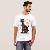 T-shirt de chat de note musicale Halloween  Note d (Devant entier)