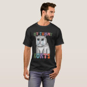 T-shirt de chat drôle, Mon ventre fait mal chat, C (Devant entier)