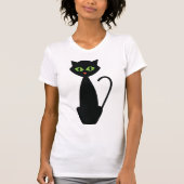 T-Shirt de chat noir teint vert (Devant)