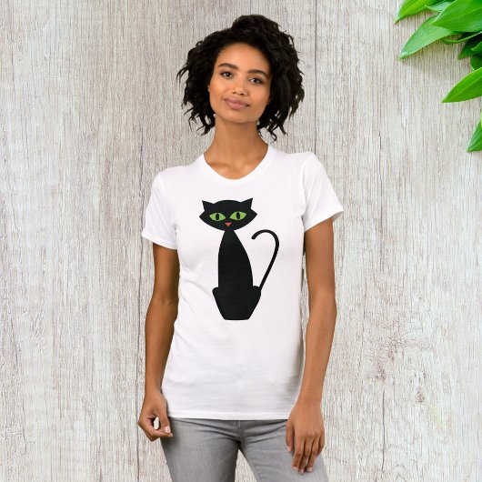 T-Shirt de chat noir teint vert