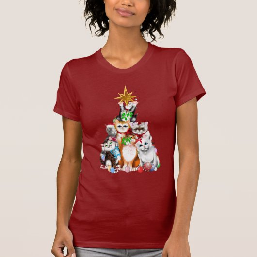 T-shirt de chatons d'arbre de Noël (Devant)