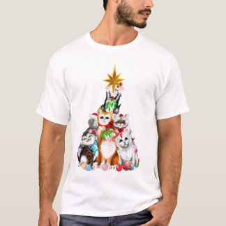 T-shirt de chatons d'arbre de Noël