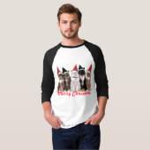 T-shirt de chats de Noël - longue douille - noir (Devant entier)