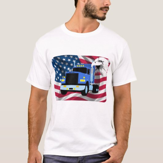 T-shirt de chauffeur de camion avec le drapeau et (Devant)