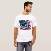 T-shirt de chauffeur de camion avec le drapeau et (Devant entier)