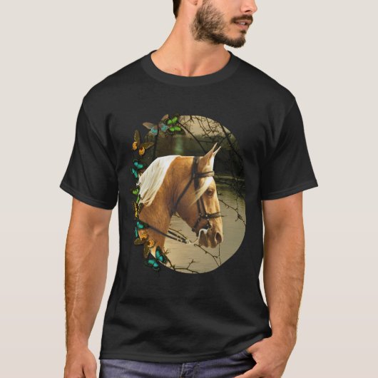 T-shirt de cheval de coucher du soleil (Devant)