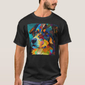 T-shirt de chien abstrait coloré mignon (Devant)