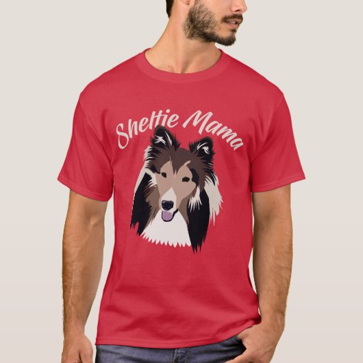 T-shirt de chien de berger de maman Cute Shetland (Devant)