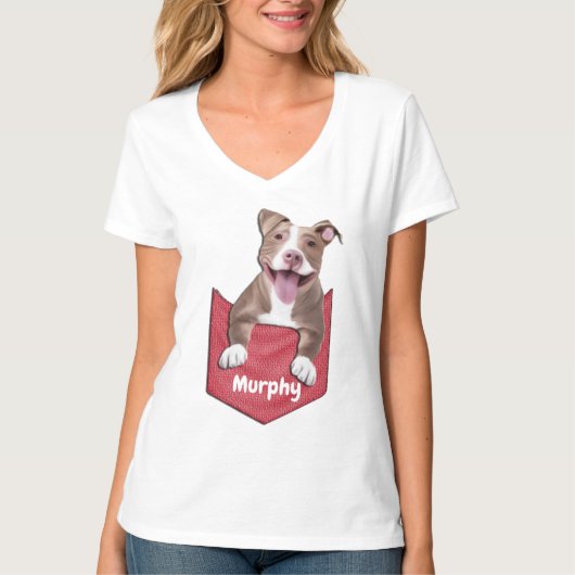 T-Shirt de chien de poche Pitbull mignon (Devant)