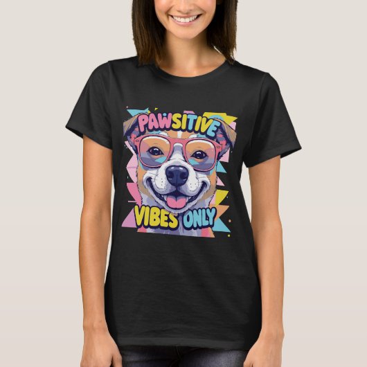 T-Shirt de chien drôle Vibes Only � Chien cool (Devant)