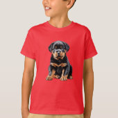 T-Shirt de chiot Rottweiler pour enfant (Devant)