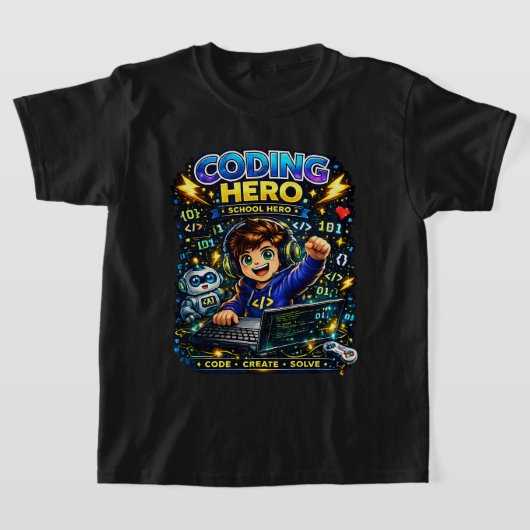 T-shirt de codage pour enfants | Héros STEM de cod (Poser)