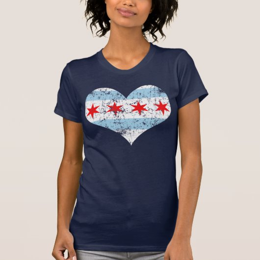 T-shirt de coeur de drapeau de Chicago (Devant)