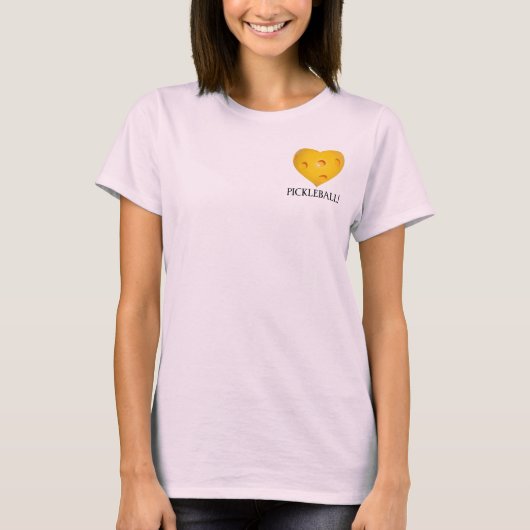 T-shirt de coeur de Pickleball d'amour (Devant)