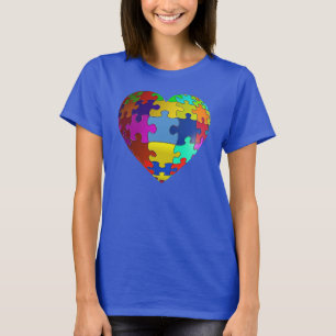 T-shirt de coeur de puzzle de sensibilisation sur