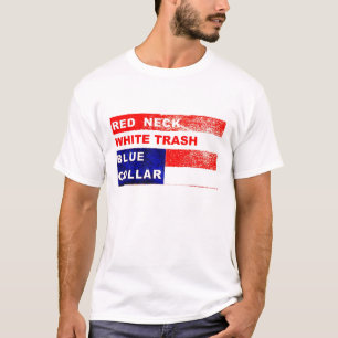 T-shirt de collier bleu de déchets blancs de plou