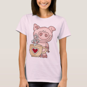 T-shirt de colorant de cravate de porc du café des