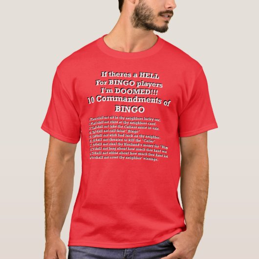 T-shirt de commandements de bingo-test (Devant)