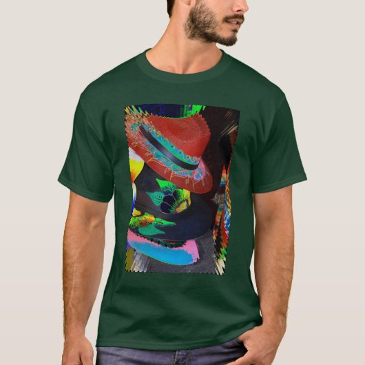 T-shirt de conception casquette abstrait néon mult (Devant)