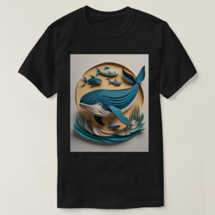 T-shirt de conception de baleine en art papier 3D