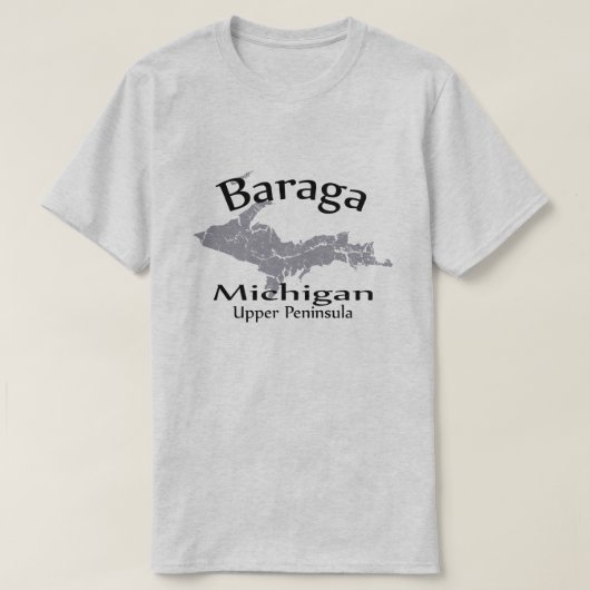 T-shirt de conception de carte Baraga Michigan (Design devant)