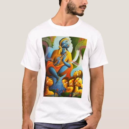 T-shirt de conception de Krishna de charge (Devant)