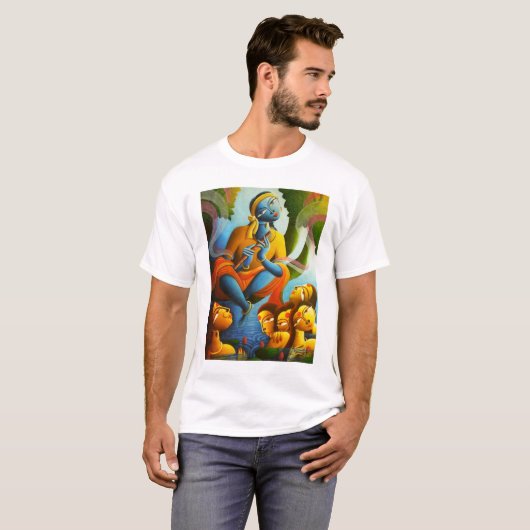 T-shirt de conception de Krishna de charge (Devant entier)