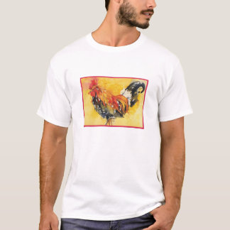T-shirt de coq d'aquarelle