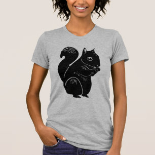 T-shirt de cou du scoop des femmes d'écureuil noir