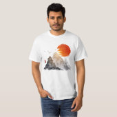T-shirt de coucher du soleil de montagne (Devant entier)