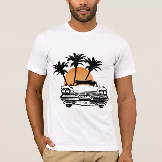 T-shirt de coucher du soleil de voiture de (Devant)