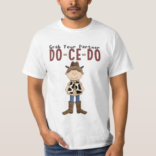 T-shirt de cowboy d'amusement de danse carrée (Devant)