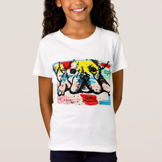 T-shirt de croquis d'art moderne de bouledogue (Devant)