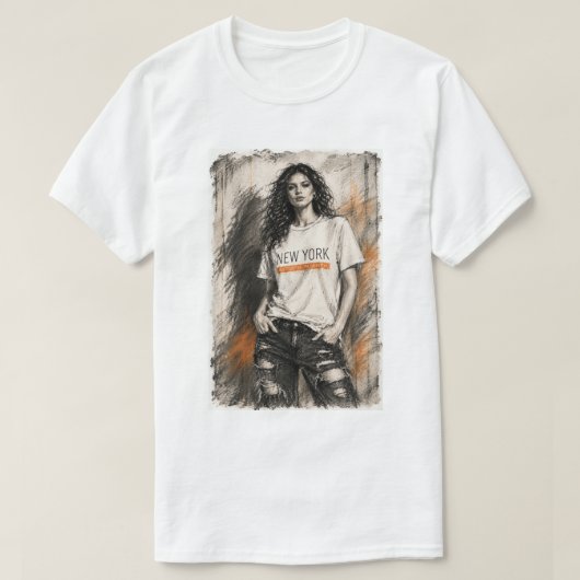 T-Shirt de croquis de mode (Design devant)