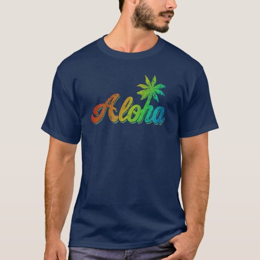 T-shirt de cru Aloha - arc-en-ciel classique Hawaï (Devant)