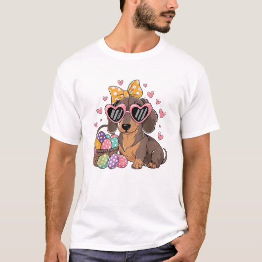 T-shirt de dachshund mignon de Pâques (Devant)