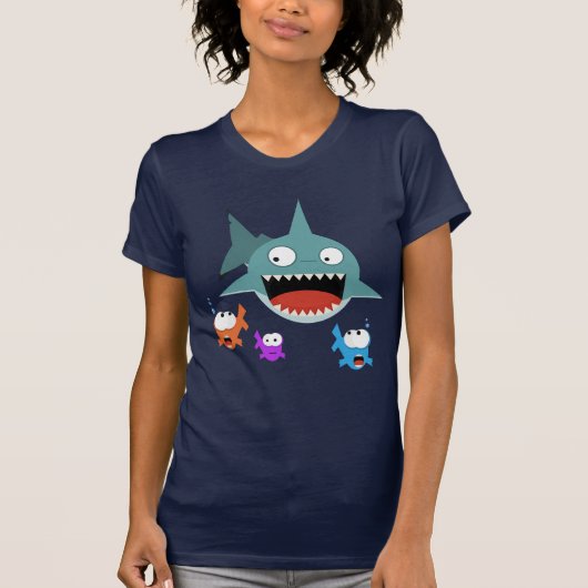 T-shirt de dames d'amusement de requin (Devant)