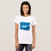 T-shirt de dames de baleines de beluga de natation (Devant entier)