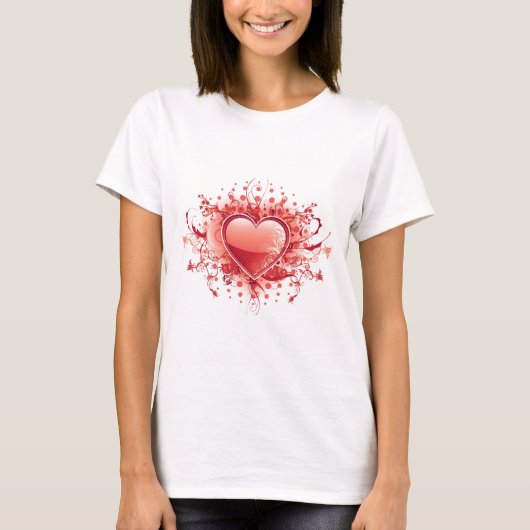 T-shirt de dames de conception de coeur d'Emo (Devant)