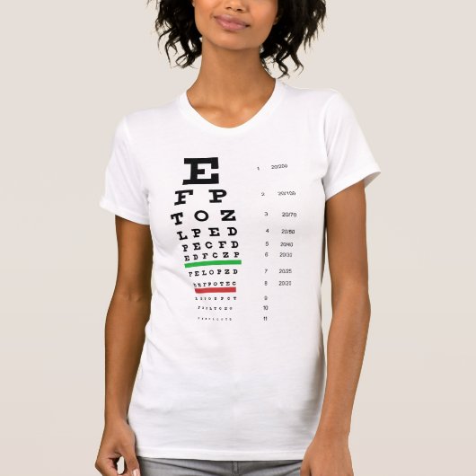 T-shirt de dames de diagramme d'oeil de Snellen (Devant)