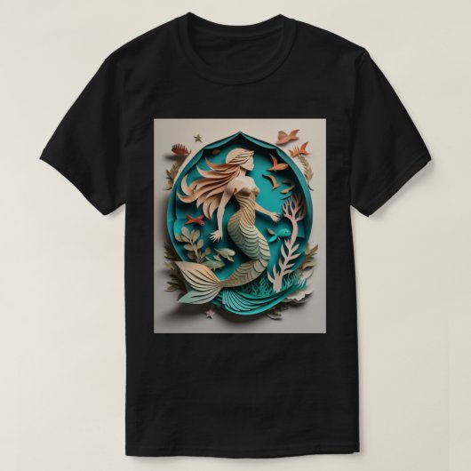 T-shirt de design d'art en papier de sirène (Design devant)