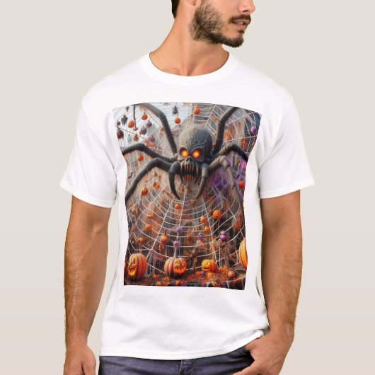t-shirt de design web d'araignée pour Halloween (Devant)