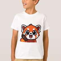 T-shirt de dessin animé de panda rouge Kawaii mign