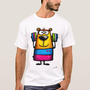 T-shirt de dessin animé d'ours drôle de musculatio