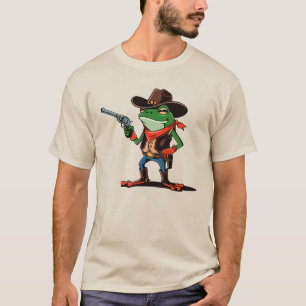 T-shirt de dessin animé drôle de cow-boy grenouill