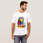 T-Shirt de dessin animé drôle de hérisson de bowli (Devant entier)